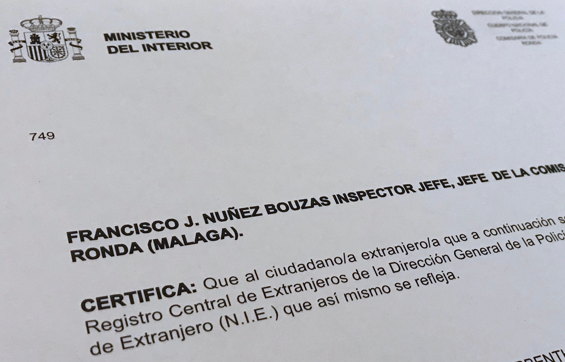 NIE Numero de Identidad de Extranjero
